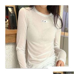 Womens T-Shirt Mimi U Casual Tshirt Designer Clothes Women T Shirts Long Sleeve Round Neck Letter Print Y Top Tee Female Streetwear Dr Otr9A