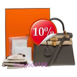 Top Ladies Designer eKolry Bag Amazing Rare 25 handbag strap in Togo Grey leather