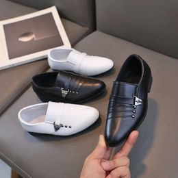 Children's Leather for Boys Toddler Kids Party Wedding Formal Performance School All-match Black White Loafers Shoes L2405 L2405