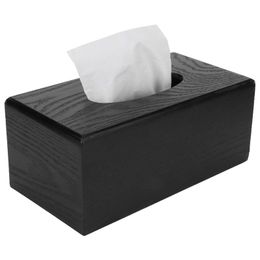 Tissue Boxes Napkins Black wooden tissue box napkin box elegant style tissue holder 23x12x10.5cm suitable for family hotel and living rooms J240514