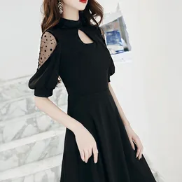 Party Dresses Black Half Sleeve Elegant Halter Lady Girl Women Princess Banquet Ball Prom Dress Gown Daily Wear