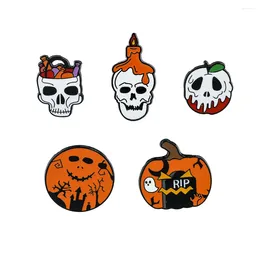 Brooches Halloween Cartoon Skull Creative Pumpkin Skeleton Enamel Lapel Pins For Backpack Cute Metal Badges Festival Jewellery