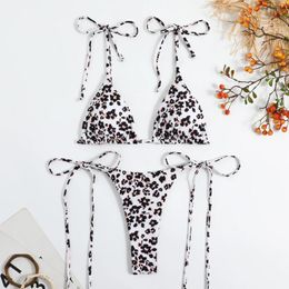 Women's Swimwear Sexy Floral Print Micro Mini Bikini Halter String Triangle Thong Swimsuit Women Biquini Set Bathing Suits