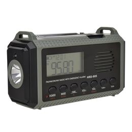 Solar Powered Radio Torch 35mm Headphone Jack Hand Crank AM FM SW NOAA Weather 4 Ways 10000MAh for Survival 240506