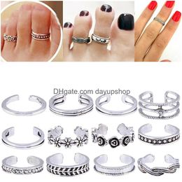 Toe Rings Foot Jewelry Vacation Summer Beach Finger Set Adjustable Knuckle Ring Drop Delivery Ot8T5