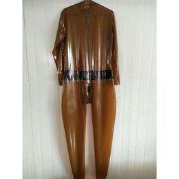 Latex Catsuit 100% Rubber Gummi Ganzanzug Tigth Coffee black Zipper 0.4mm S-XXLCosplay,Masquerade