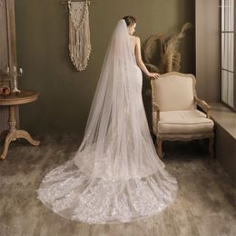 Bridal Veils Lace Pattern Wedding Veil Long Cathedral One-Layer With Comb 300cm Length 250cm Width Big Size