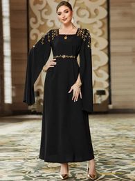 Ethnic Clothing Eid Arab Muslim Party Dress Women Maxi Long Slve Diamond Jalabiya Long Dresses Morocco Kaftan Vestidos Dubai Ramadan Gown Robe T240515