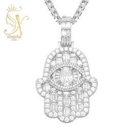 Palm Design VVS DEF S Material Gold Plated Hiphop Ice Out Diamond Moissanite Necklace Pendant