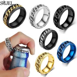 Band Rings Cool titanium steel rotating chain link for couples high-quality multi-functional bottle opener RSpiner Jewellery punk gift J240516