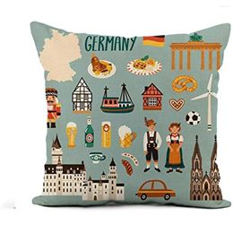 Pillow German Landmarks People Food Beer 18x18Inches Pillowcase Home Decor Square Case Cover