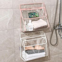 Storage Bags Transparent Bathroom Waterproof Hanging Bag Toilet Clothes Hanger Sundries Oorganizador Black White Pink Pouches