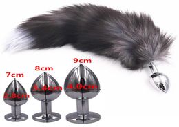 3 Size Fox Tail Big Butt Plug Metal Anal Plug Erotic Toys Cosplay Tail Sexy Anal Sex Toys for Woman And Men Funny Adult Sex Toy Y12506465