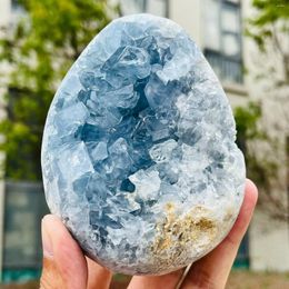 Decorative Figurines Rare Natural Blue Cave Crystal Cluster Halo Quartz Specimen Energy Stone