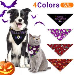 Dog Apparel Halloween Pet Scarf Pumpkin Bandana With Bell Funny Cat Triangle Towel Witch Puppy Bibs Dress Up Supplies