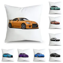 Pillow Car Pattern Printing Simple Pillowcase Classic Peach Skin Cover Home Sofa Seat Decoration