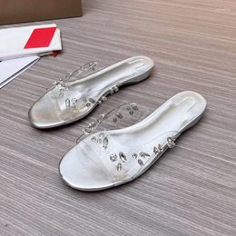 Slippers Women Summer Walk Show Style Open Toe Transparent Upper Female Flat Shoes Eye Catching Fashion