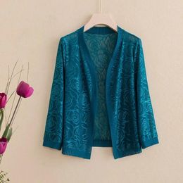 Damenjacken Sommer Rosenblüten Kurzmantel Top für Frauen 2024 Sonnenschutz Strickjacke dünne Jacke gepaart mit Kleidungsschal