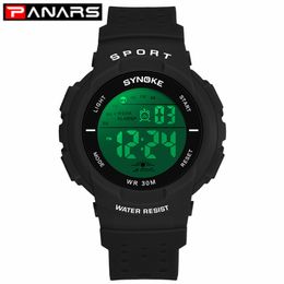 PANARS Kids Sports Digital Watches Colourful LED Hollow Out Strap Multi-function Students Casual Electronic Watches Teenager Boys 269i