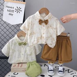 Clothing Sets Summer Baby Boy Outfits Gentleman Bow Shirt Shorts Suit For Toddler Born Clothes Birthday Wear