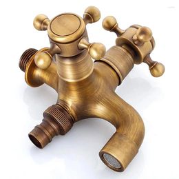 Bathroom Sink Faucets European Wall Mounted Brass Water Faucet Antique Tap Dual-purpose Washroom Dropship