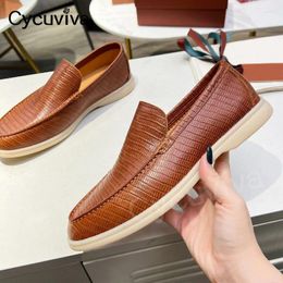 Casual Shoes Summer Real Leather Flat Walk For Men Slip On Loafers Comfortable Round Toe Men's Business Brand Mules