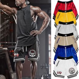 Anime Gym Shorts Men Workout Mesh Quickdrying Basketball Breathable Summer Manga Print Knee Length Short Pants Training 240510