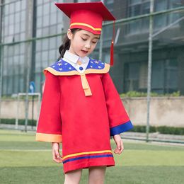 Clothing Sets Kids Students Graduation Gown Bachelor Costumes Primary School Uniforms With Tassel Cap For Boys Girls Role Play Costume