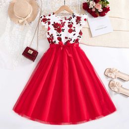 Girls Summer Style Clothes Ruffles Printed Flower Bowknot Birthday Party Pageant Dress Casual Vacation Stylish L2405