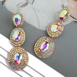 Dangle Chandelier Modern Elegant and Fashionable Multi circular Metal All Crystal Pendant Earrings Luxury Fairy Gleng Jewellery Retro Earrings d240516