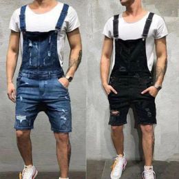 MenS Ripped Jeans Jumpsuits Hi Street Distressed Denim Bib Overalls For ManS Jeans Suspender Pants Male Rompers 240517