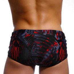 Men's Swimwear Men Swimwear Brazilian Traditional Cut Swimsuits Swim Bikini Surf Boxer Briefs Board Shorts Trunks Black and Red Sunga Y240517
