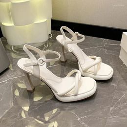 Casual Shoes Stiletto Sandals Fashion Women's 2024 Buckle Cross Toe Luxury Girls Summer Heels Womens