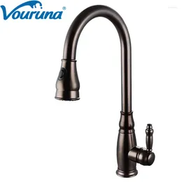 Kitchen Faucets VOURUNA Wholesale High Quality Classic Brass Single Handle Sink Mixer Oil Rubbed Bronze Faucet Pull Out