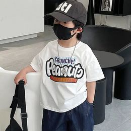 Boys Casual Summer Pure Cotton Cartoon Print Short Sleeve T-shirts 2-10 Years Kids Daily Korean Style Outfit Tops Children Tees 240517