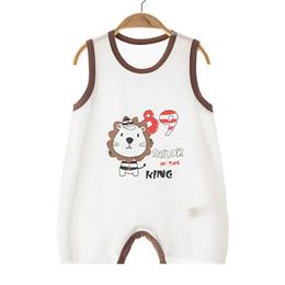 Rompers Baby jumpsuit sleeveless summer slim cute animal print newborn clothing 0-12 months old baby girl Onesie d240516