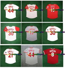 Eric Davis Deion Sanders Ken Griffey Sr. 1990 World Series Reds Throwback Baseball Jersey Pete Rose Joey Votto Bench Chris Sabo Paul O'Neill Perez Joe Morgan aaa