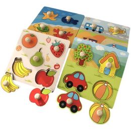 Other Toys Childrens hand drawn 3D wooden board baby cartoon Montessori early education farm fruit cognitive puzzle toy s245176320