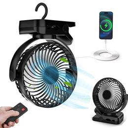 8000mAh portable fan with LED light USB rechargeable battery fan can clip/hang/stand suitable for desktop computers travel small clip fan 240429