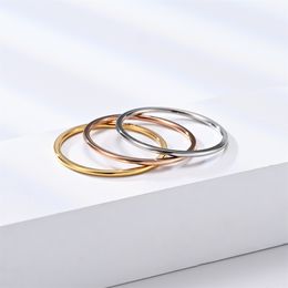 1mm Stainless steel thin ring band Rose gold Finger tail rings for women Student Charm Fashion designer jewelry gift