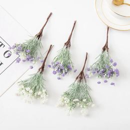 Decorative Flowers 6Pcs Fake Plants Purple Plastic Gypsophila Diy Christmas Wreath Accessories For Home Decor Scrapbook Wedding Artificial