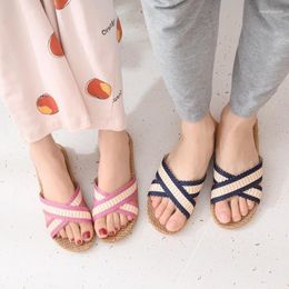 Slippers Linen Summer Home Men And Women Couple Thick-soled Non-slip Indoor Sandals