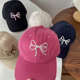 Caps Hats Korean Bow Embroidered Baby Baseball Hat Summer Childrens Cotton Pea Hat Sweet Casual Childrens Sun Hat WX