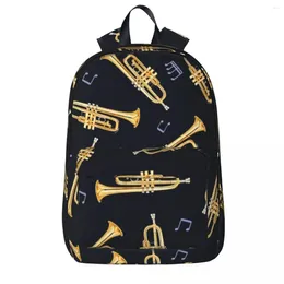 Backpack Gold Trumpet On Black Backpacks Large Capacity Student Book Bag Shoulder Laptop Rucksack Fashion Travel Children School