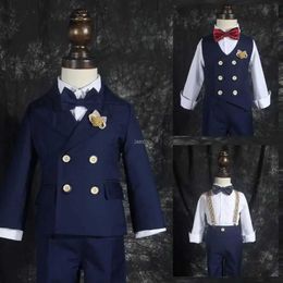 Suits Little Boys Wedding Suit Children Photography Dress Kids Stage Performance Formal Blazer Suit Baby Birthday Ceremony Costume Y240516