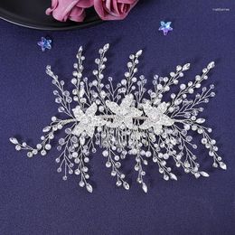 Hair Clips Pearl Flower Comb Clip Headband Tiara For Women Party Rhinestone Haircomb Bridal Weeding Accessories Jewelry Pin