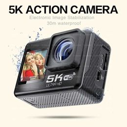 Sports Action Video Cameras CERASTES 5K WiFi shockabsorbing motion camera 4K 60FPS dual screen 170 wide angle 30m waterproof motion camera with remote control J0518