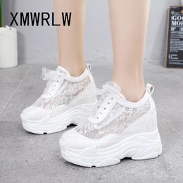 Casual Shoes XMWRLW 2024 Breathable Mesh Women's Summer Sneakers Fashion High Heels Women Wedges Rubber Sole Ladies