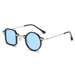 Sunglasses Retro Steampunk Small Round Men Hip Hop Fashion Women Clear Ocean Lens Shades UV400 Female Glasses
