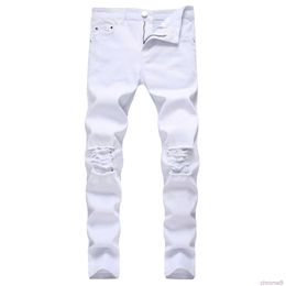 Designer White Mens Jeans Ripped Distressed Black Skinny Denim Hip Hop Button Stretch Pants Thekhoi-6 Cxg230982 1WPW 1WPW IOPX